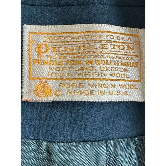 Pendleton Teal 100% Virgin Wool Short Blazer womens Sz 6 1 button closur… - Picture 8 of 11